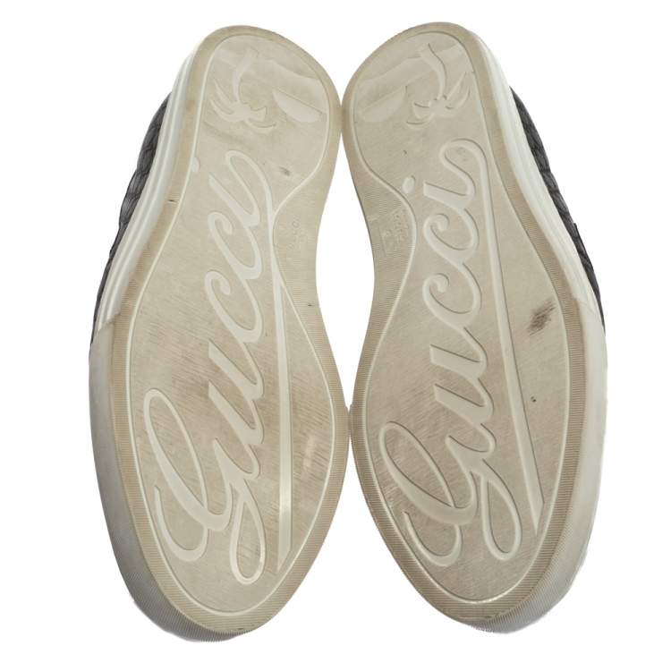 Pre Owned Gucci Black Microguccissima Leather Slip On Sneakers Size 44.5