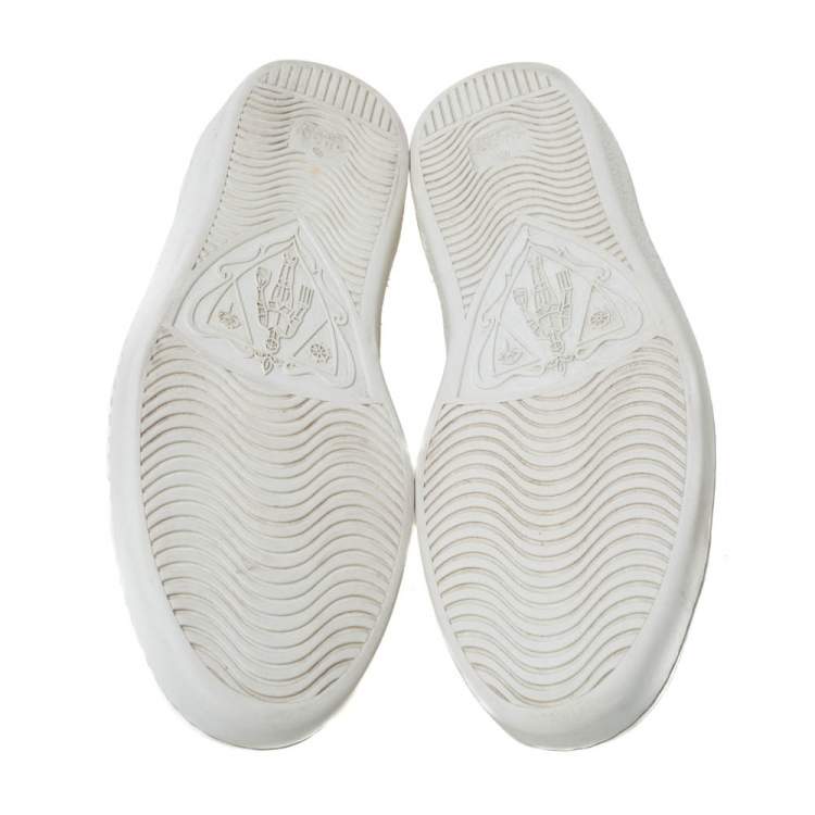 Pre Owned Gucci White Leather Ace Embroidered Tiger Low Top Sneakers Size 42