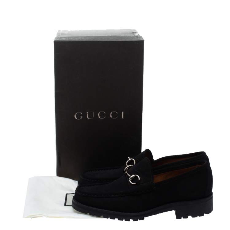 Pre Owned Gucci Black Suede 1953 Horsebit Loafers Size 43.5