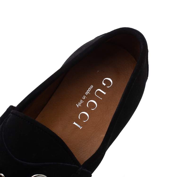 Pre Owned Gucci Black Suede 1953 Horsebit Loafers Size 43.5