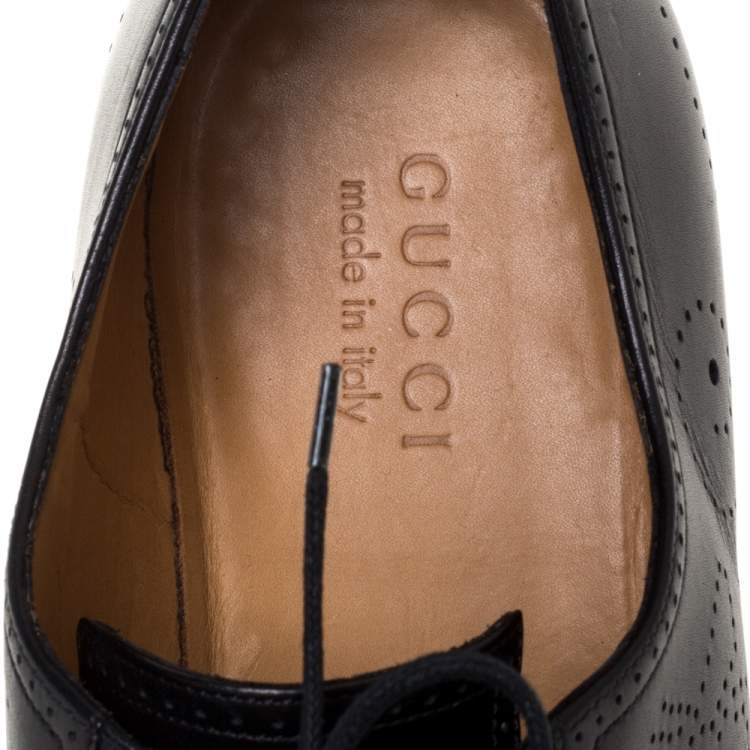 Pre Owned Gucci Black Brogue Detail Leather Oxfords Size 44