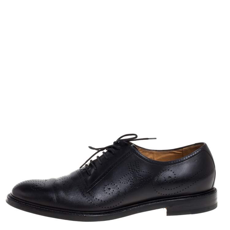 Pre Owned Gucci Black Brogue Detail Leather Oxfords Size 44