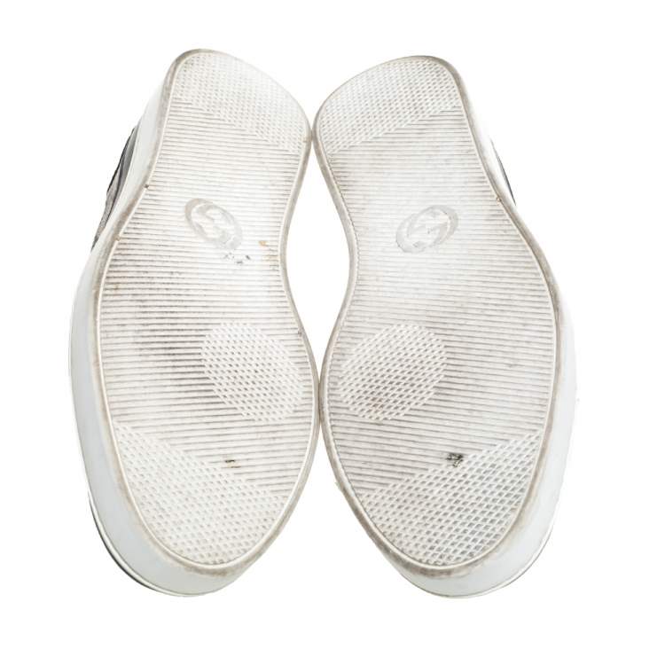 Pre Owned Gucci Beige/Blue Canvas And Leather GG Supreme Sneakers Size 45