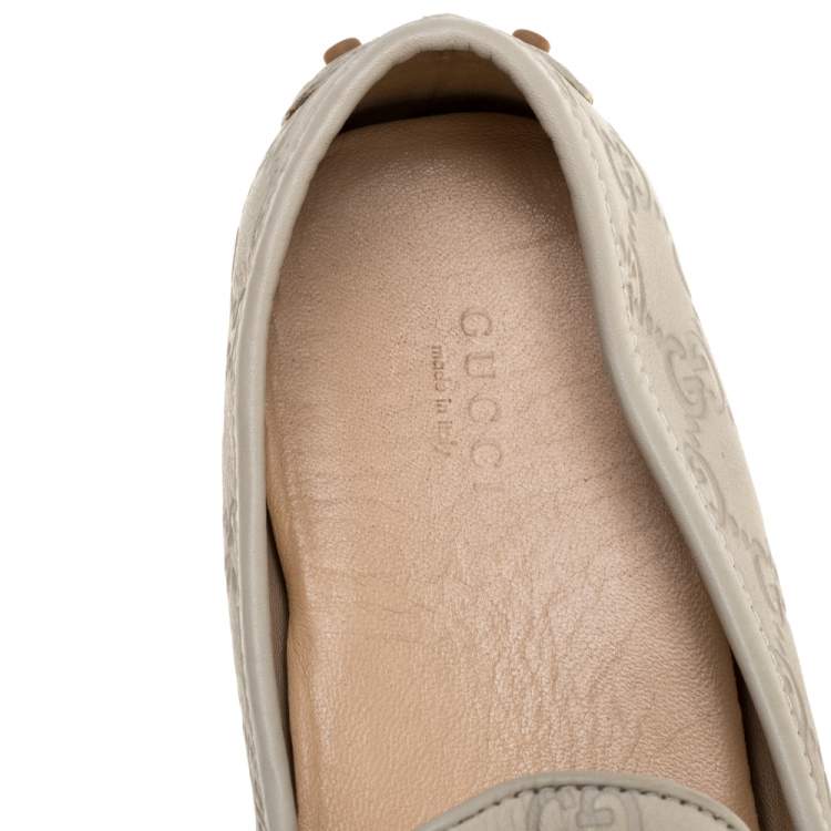 Pre Owned Gucci Cream Guccissima Leather Horsebit Loafers Size 40