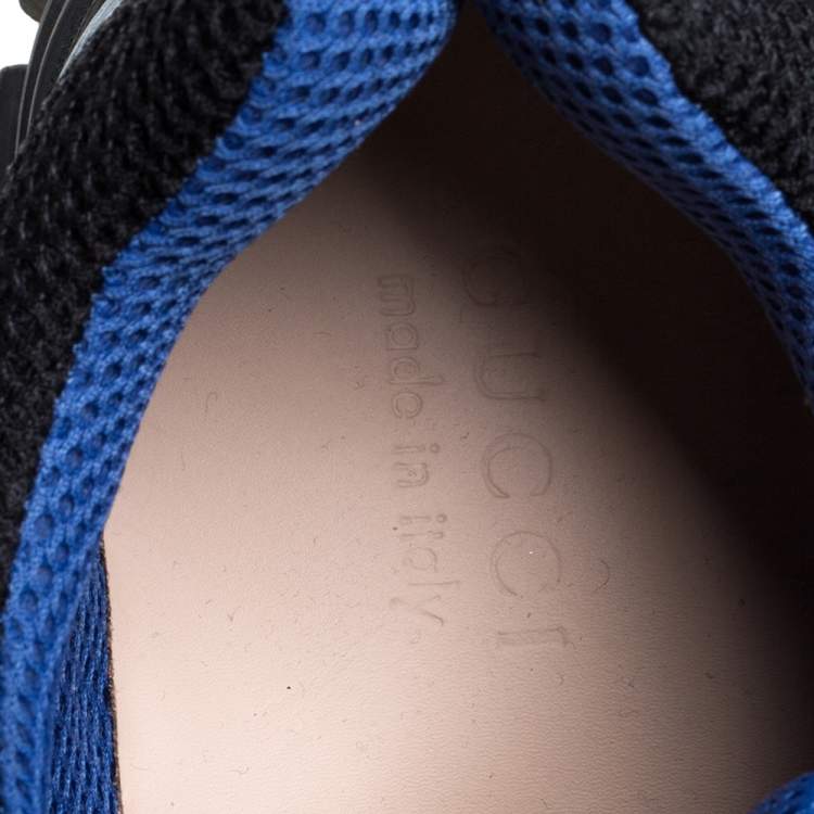 Pre Owned Gucci Grey/Black Leather Mesh Flashtrek Sneakers Size 41