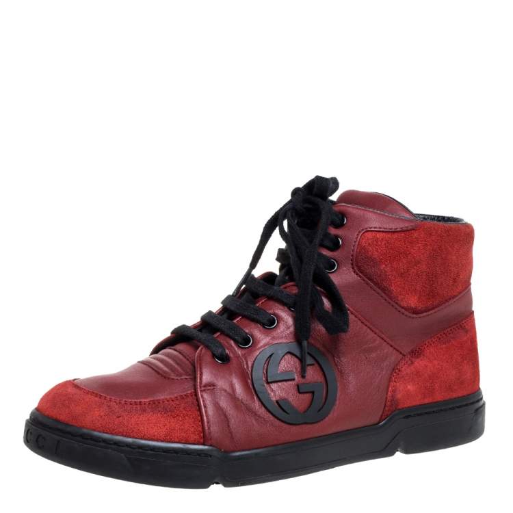 krom Bakkerij privacy Gucci Red Leather And Suede High-Top Sneakers Size 40 Gucci | TLC
