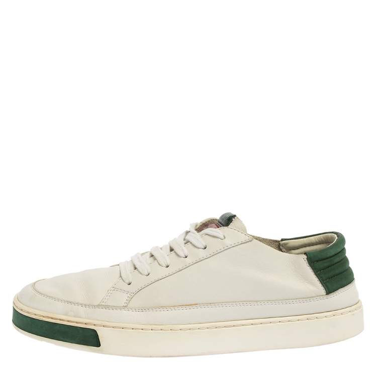 Pre Owned Gucci White Leather Low Top Sneakers Size 40.5