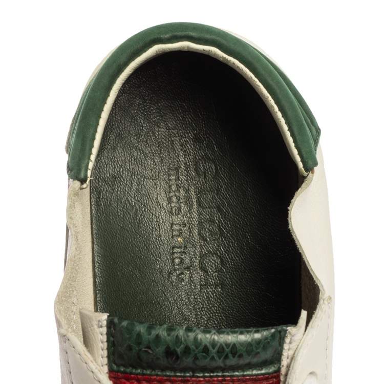 Pre Owned Gucci White Leather Low Top Sneakers Size 40.5