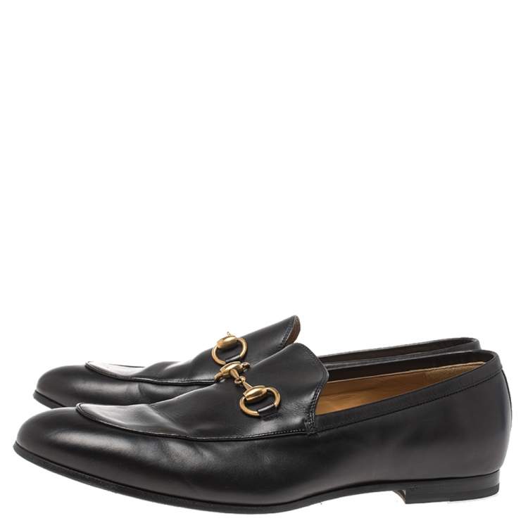 Pre Owned Gucci Black Leather Horsebit Loafers Size 42.5