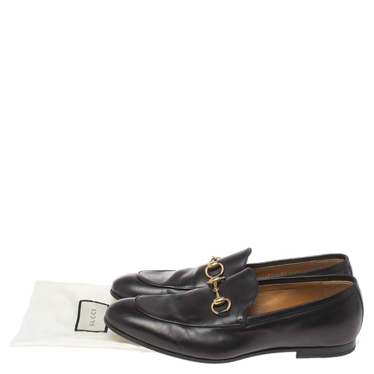 Pre Owned Gucci Black Leather Horsebit Loafers Size 42.5