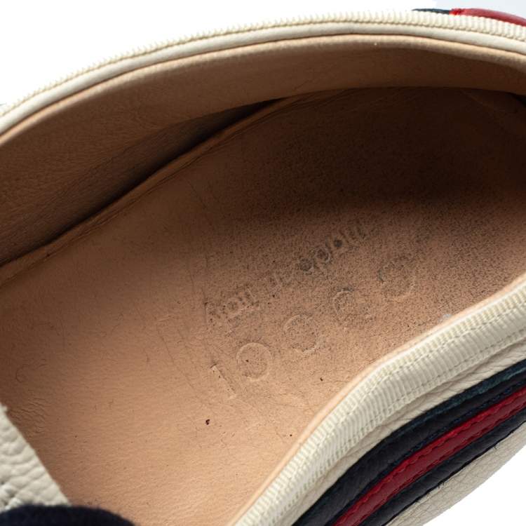 Pre Owned Gucci White Leather Falacer Web Low Top Sneakers Size 43