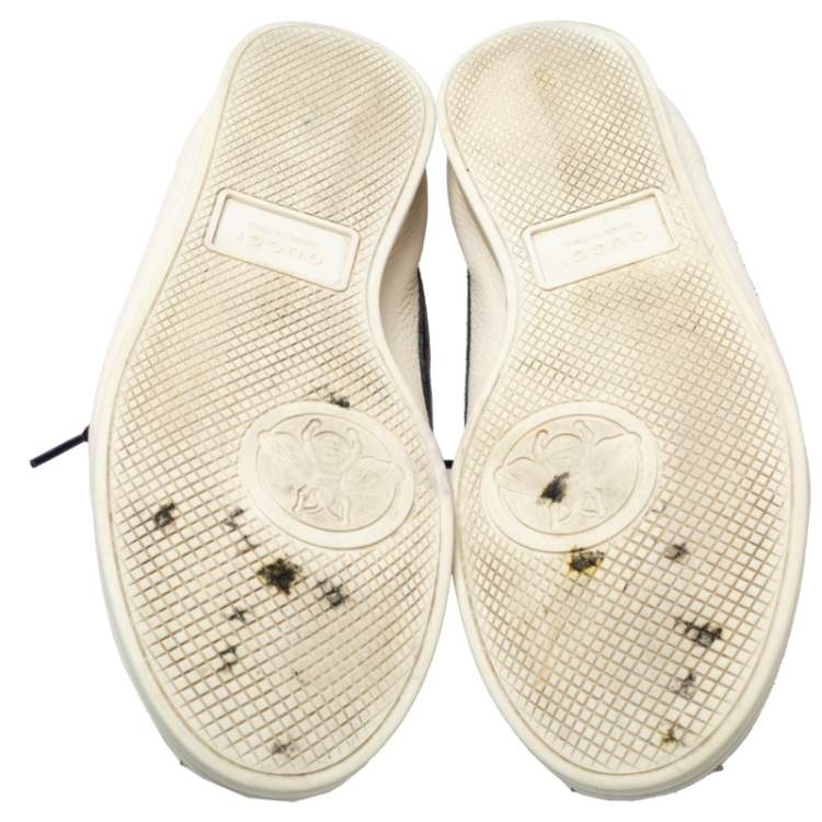 Pre Owned Gucci White Leather Falacer Web Low Top Sneakers Size 43