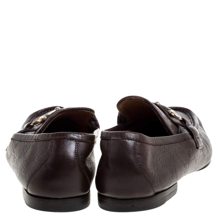 Pre Owned Gucci Brown Guccissima Leather Horsebit Loafers Size 42.5