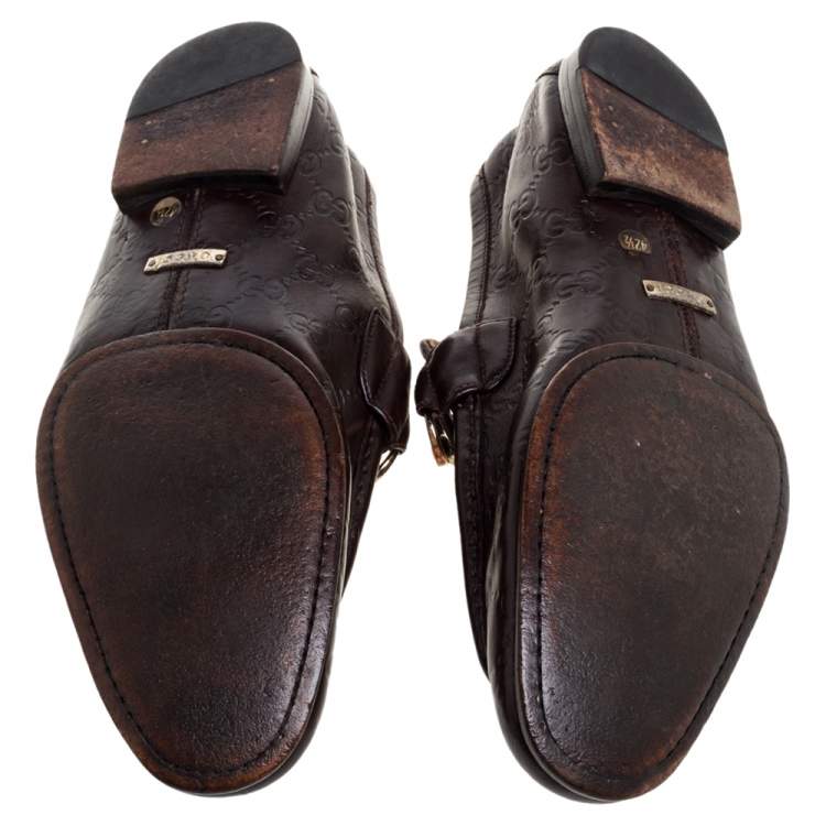 Pre Owned Gucci Brown Guccissima Leather Horsebit Loafers Size 42.5