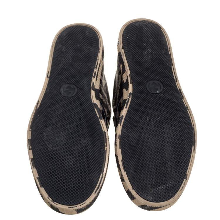 Pre Owned Gucci Beige/Black GG Caleido Canvas Dublin Slip-on Sneakers Size 42