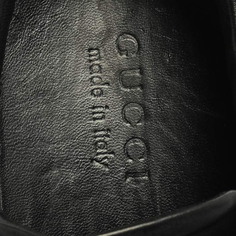 Pre Owned Gucci Black Leather and Suede Web G Low Top Sneakers Size 41.5