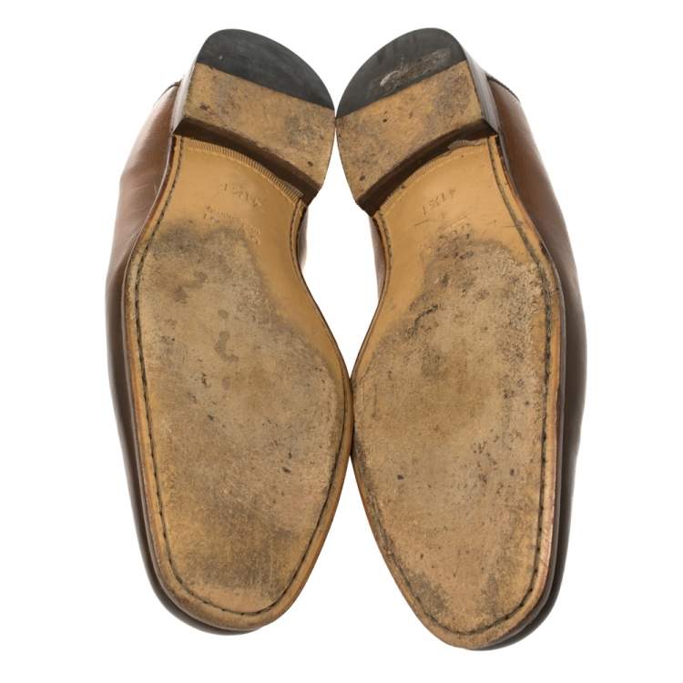 Pre Owned Gucci Brown Ombre Leather Horsebit Loafers Size 41.5E