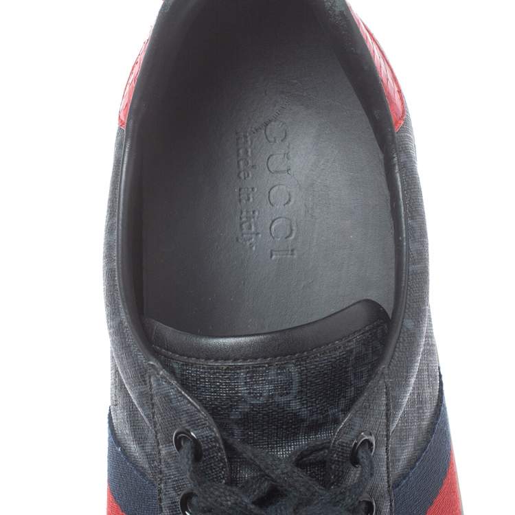 Pre Owned Gucci Grey GG Supreme Canvas Web Ace Low Top Sneakers Size 43