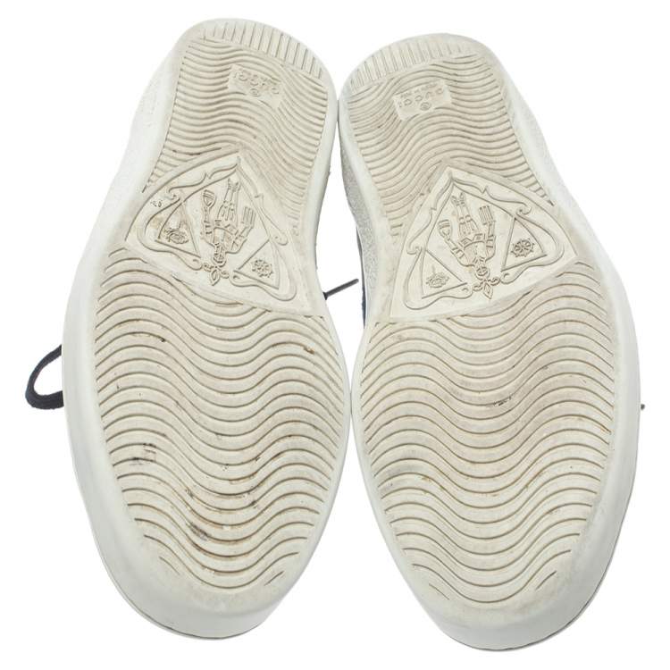 Pre Owned Gucci Grey GG Supreme Canvas Web Ace Low Top Sneakers Size 43