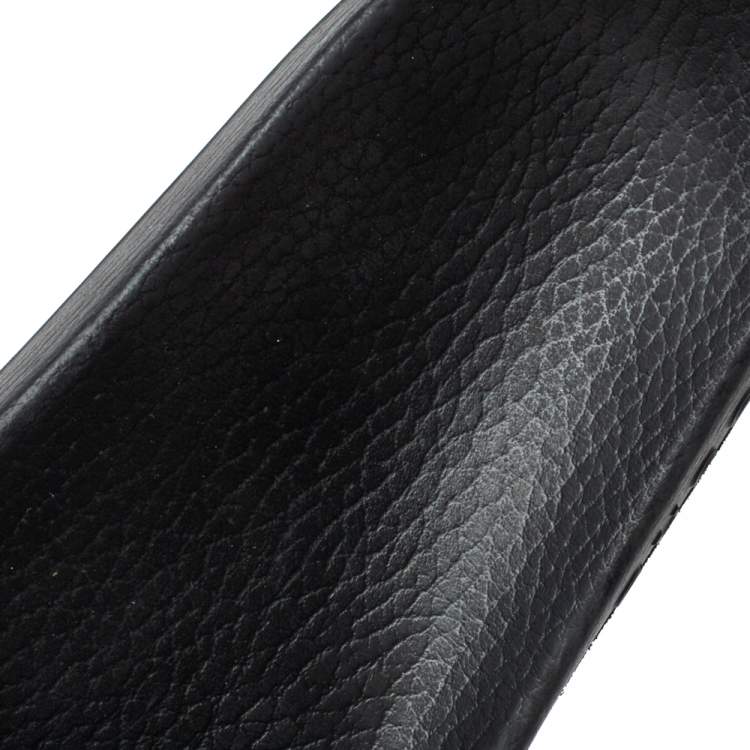 Pre Owned Gucci Black Leather GG Marmont Slide Sandals Size 43