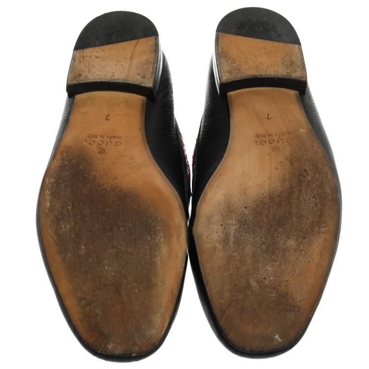Pre Owned Gucci Black Leather L'Aveugle Par Amour Loafers Size 41