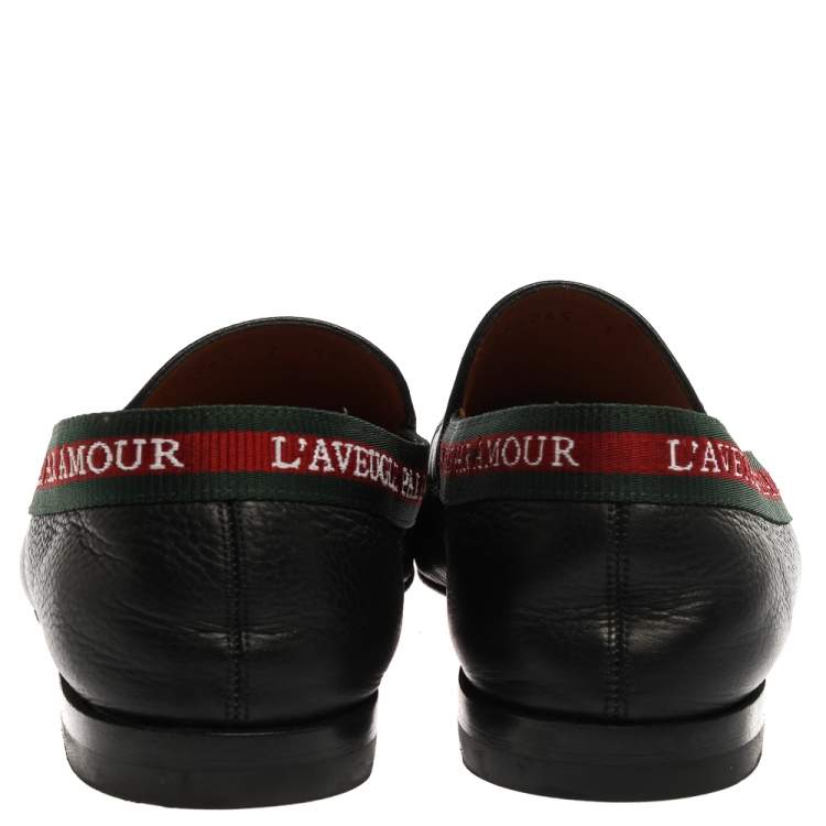 Pre Owned Gucci Black Leather L'Aveugle Par Amour Loafers Size 41