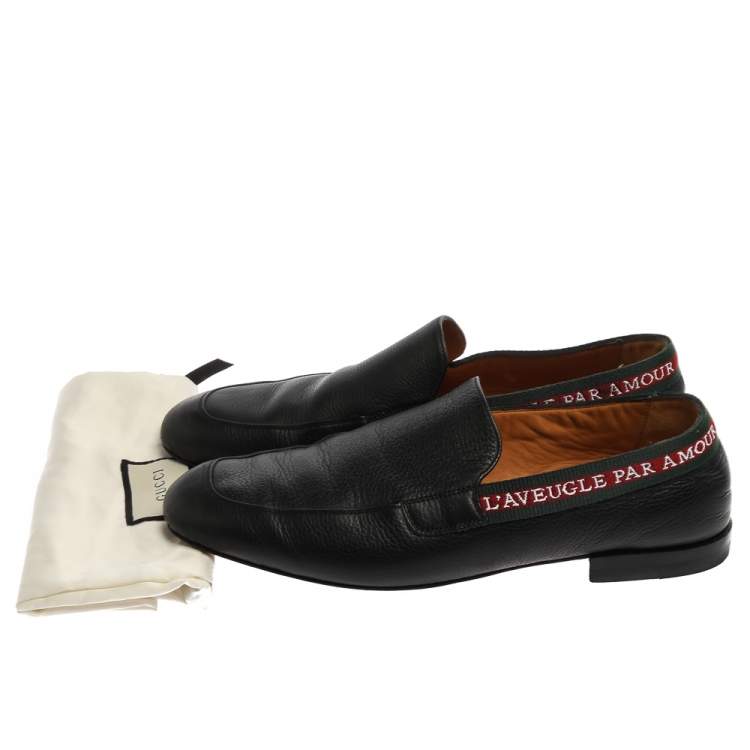 Pre Owned Gucci Black Leather L'Aveugle Par Amour Loafers Size 41