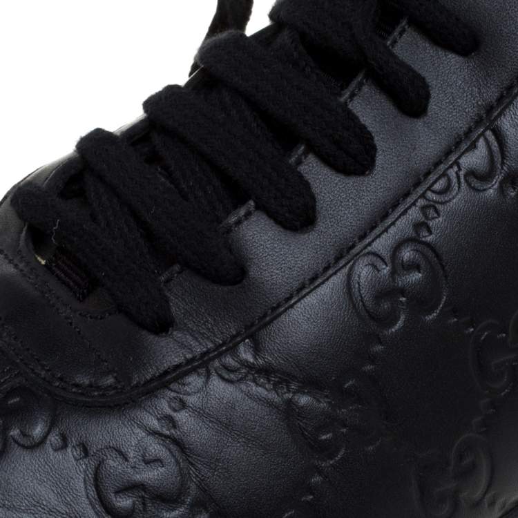 Pre Owned Gucci Black/Red Guccissima Leather High-Top Sneakers Size 41