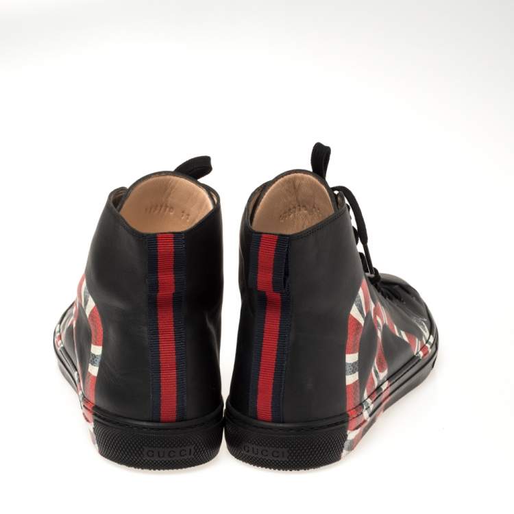 Pre Owned Gucci Black Leather Kingsnake High Top Sneakers Size 45