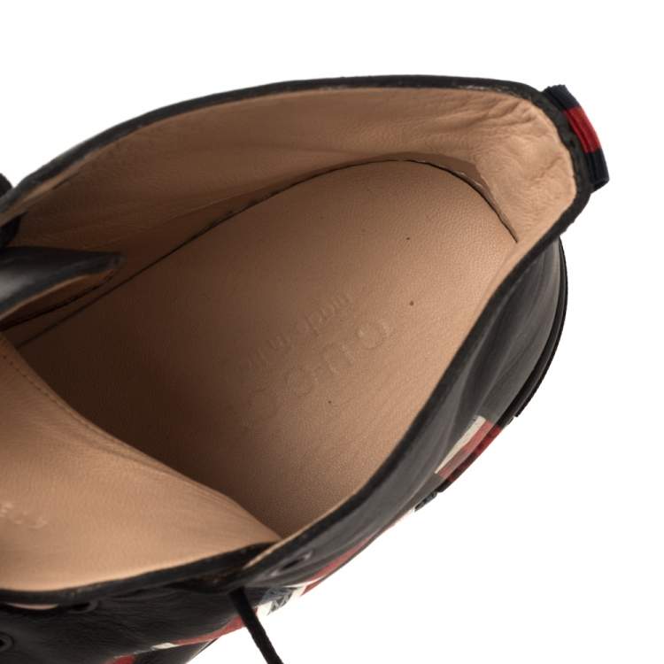 Pre Owned Gucci Black Leather Kingsnake High Top Sneakers Size 45