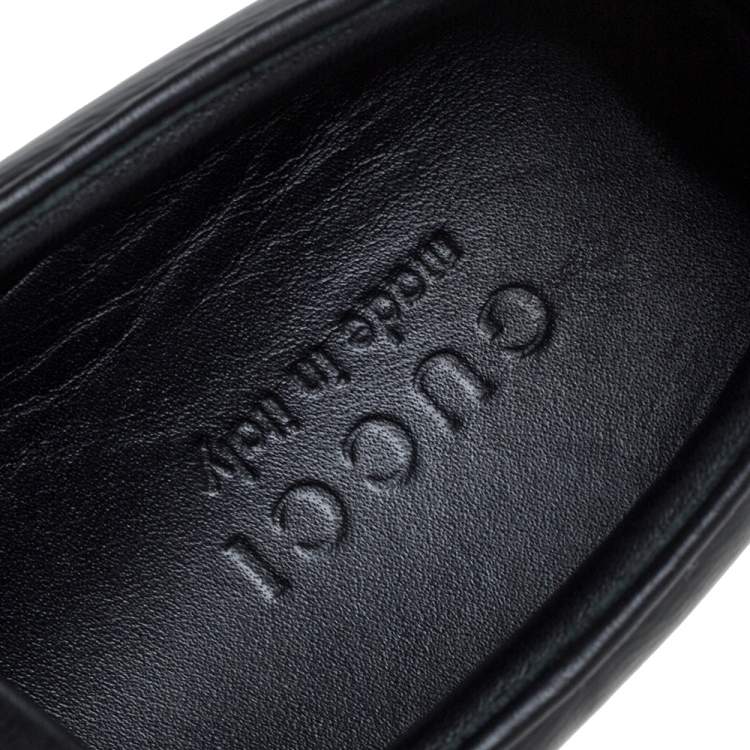 Pre Owned Gucci Black Leather Snake Print Slip On Sneakers Size 40.5