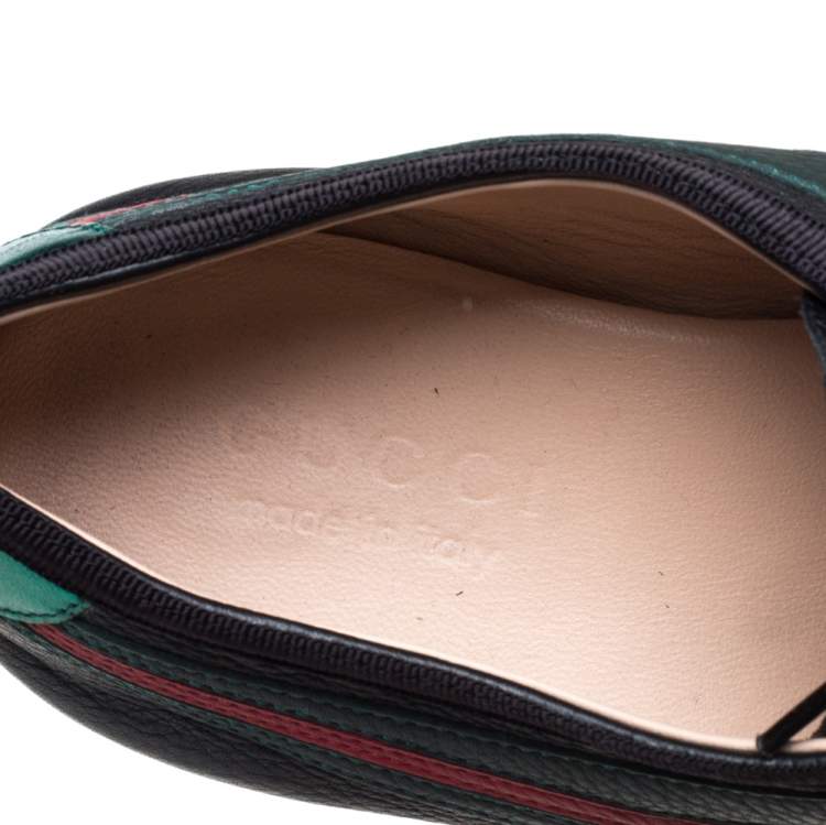 Pre Owned Gucci Black Leather Falacer Web Low Top Sneakers Size 40.5