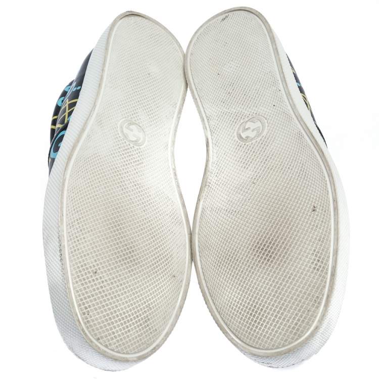 Pre Owned Gucci Black Leather Gucci Ghost Slip On Sneakers Size 44