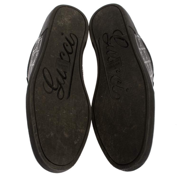 Pre Owned Gucci Black GG Imprime Leather Low Top Sneakers Size 40