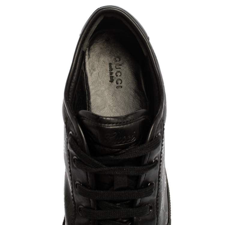 Pre Owned Gucci Black GG Imprime Leather Low Top Sneakers Size 40