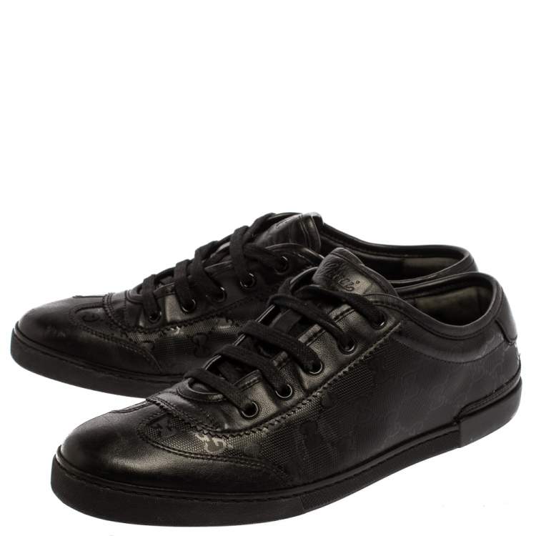 Pre Owned Gucci Black GG Imprime Leather Low Top Sneakers Size 40
