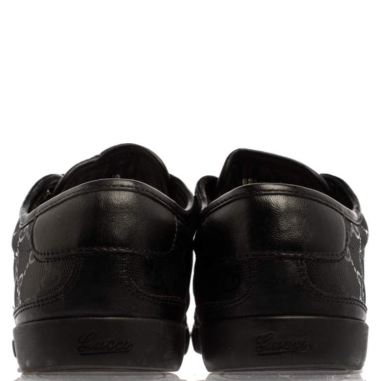 Pre Owned Gucci Black GG Imprime Leather Low Top Sneakers Size 40