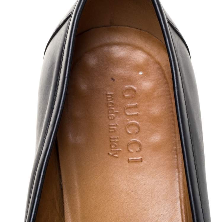 Pre Owned Gucci Black Leather Tassel Slip On Loafers Size 42 