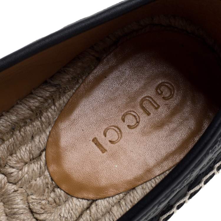 Pre Owned Gucci Black Guccissima Leather Espadrilles Slip On Sandals Size 40.5