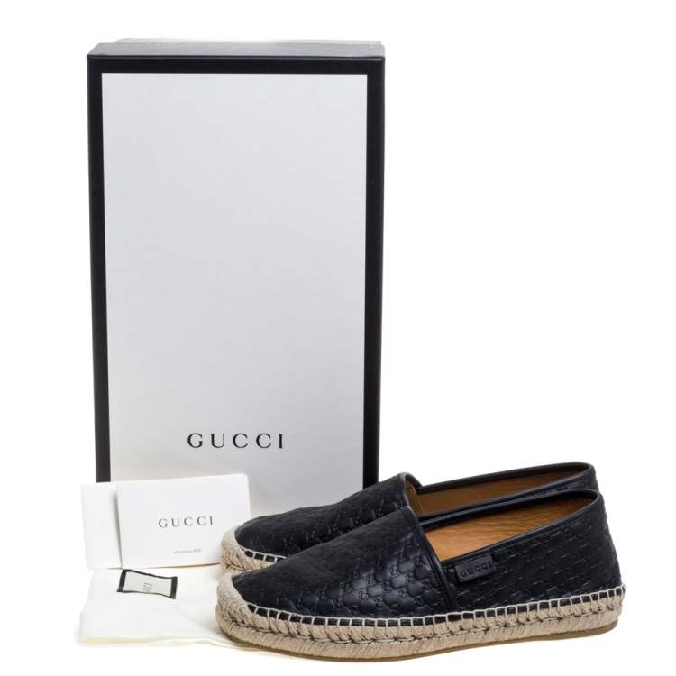 Pre Owned Gucci Black Guccissima Leather Espadrilles Slip On Sandals Size 40.5