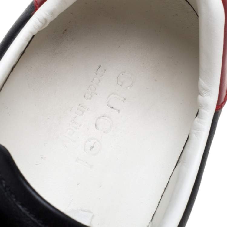 Pre Owned Gucci Black Leather Web Low Top Velcro Sneakers Size 39.5