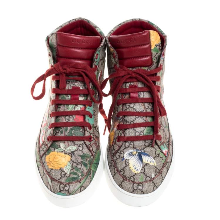 Pre Owned Gucci Multicolor Tian Printed GG Canvas High Top Sneakers Size 44