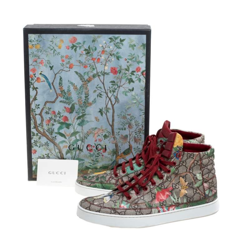 Pre Owned Gucci Multicolor Tian Printed GG Canvas High Top Sneakers Size 44