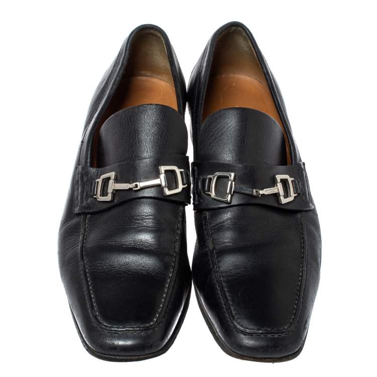 Pre Owned Gucci Black Horsebit Leather Loafers Size 39.5