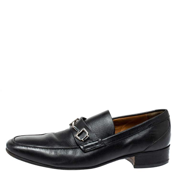 Pre Owned Gucci Black Horsebit Leather Loafers Size 39.5