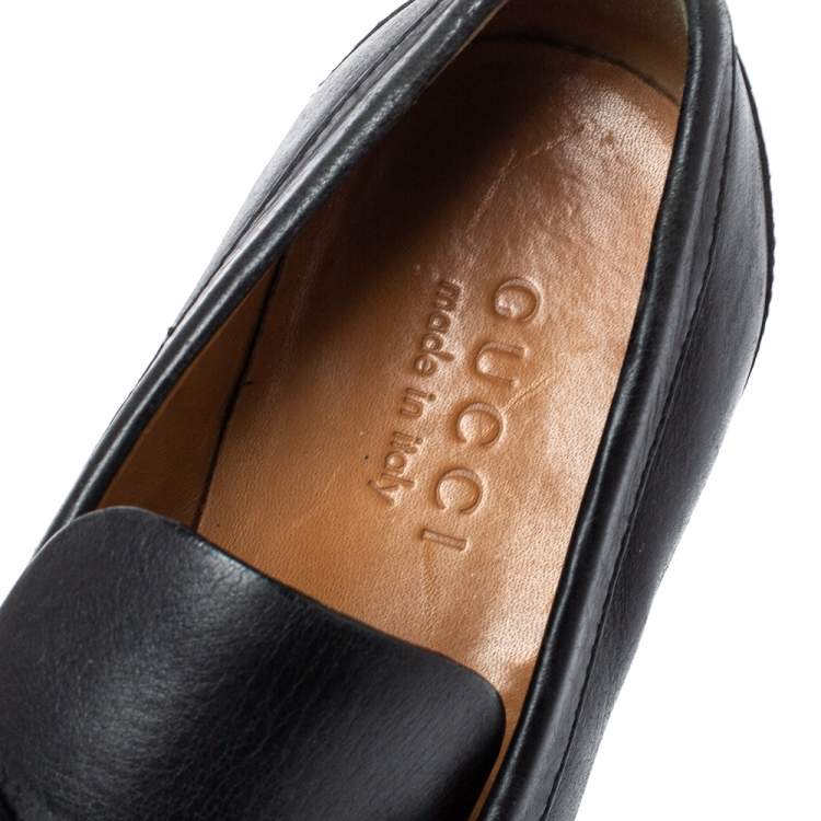 Pre Owned Gucci Black Horsebit Leather Loafers Size 39.5