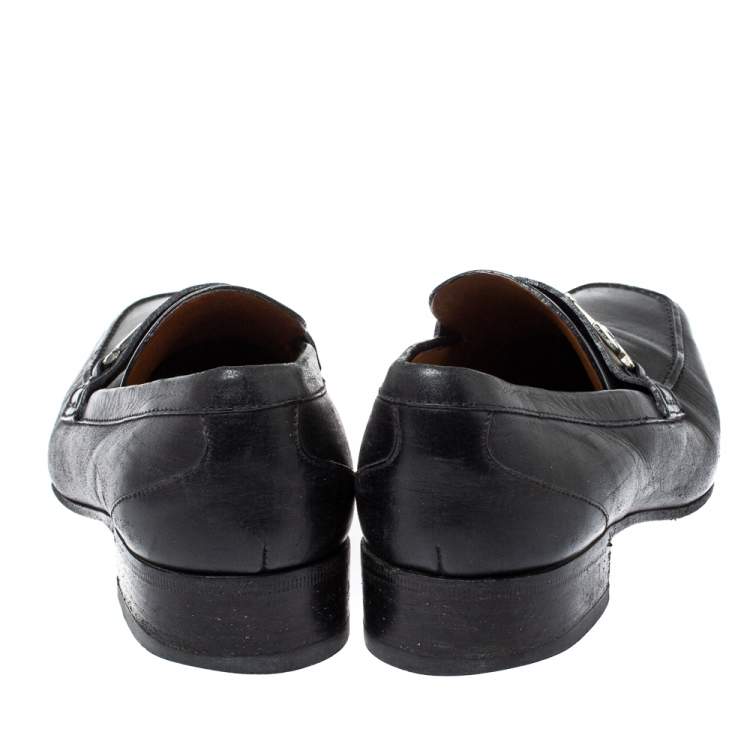 Pre Owned Gucci Black Horsebit Leather Loafers Size 39.5