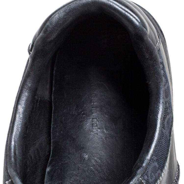 Pre Owned Gucci Black GG Canvas and Leather Low Top Sneakers Size 43.5