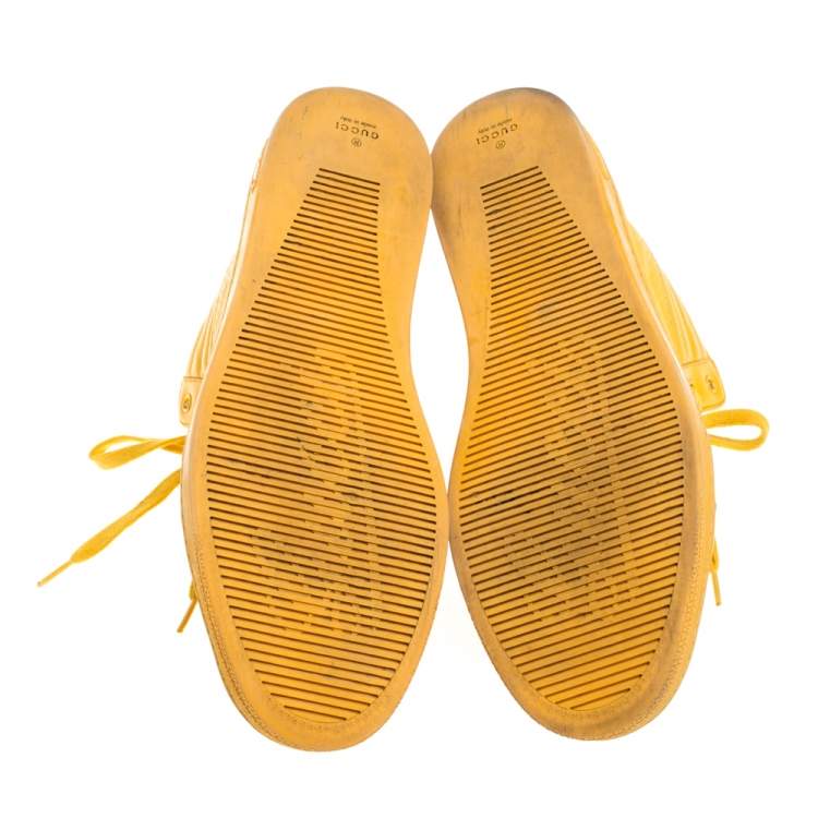 Pre Owned Gucci Yellow Diamante Leather High Top Sneakers Size 44