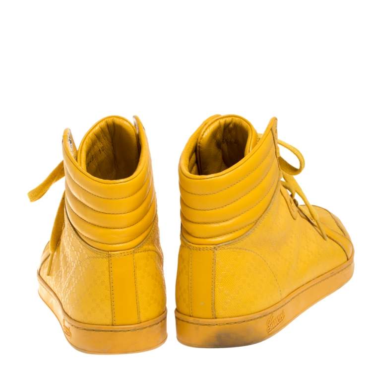 Pre Owned Gucci Yellow Diamante Leather High Top Sneakers Size 44